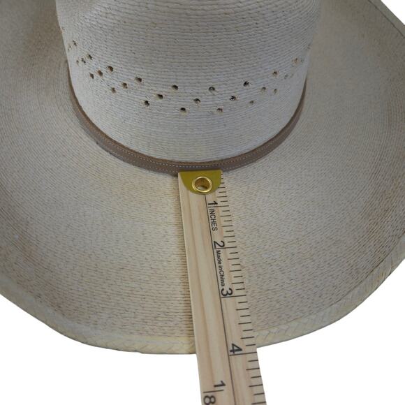 Atwood Made in Mexico Hereford Low Crown Long Oval Palm Leaf Cowboy Hat - 6 7/8 - Picture 9 of 9